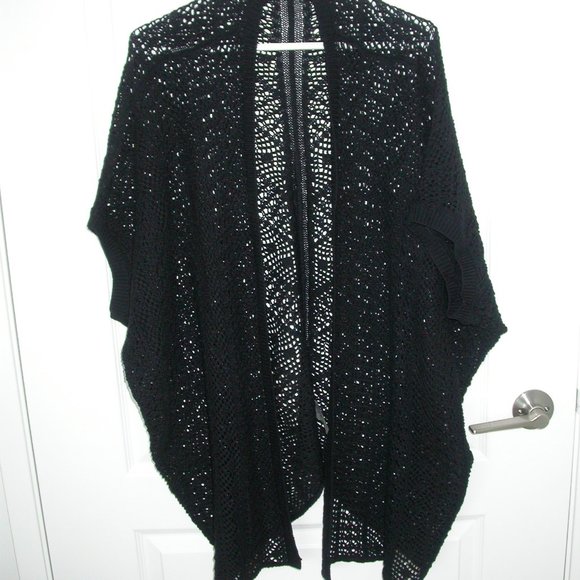 Black Knit Lace Sweater - Picture 1 of 8